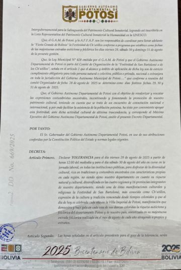 Decreto Departamental. GADP