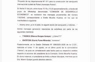 ¿Qué dice el mensaje de WhatsApp que compromete a un asambleísta?