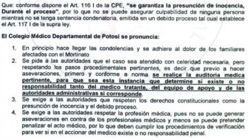 Colegio Médico pide respeto a su profesión y cumplir norma