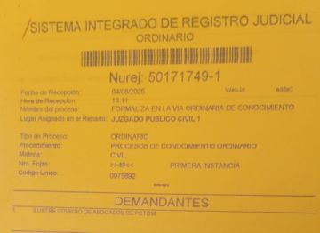Colegio de abogados de Potosí pide devolución de 50.000 dólares a la directiva 2015-2017