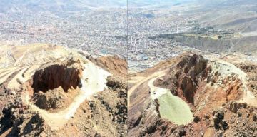 Las fotos de 2023 y 2025 muestran el avance del deterioro de la parte alta del yacimiento potosino.