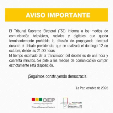 El TSE prohíbe difusión de propaganda electoral durante el debate presidencial