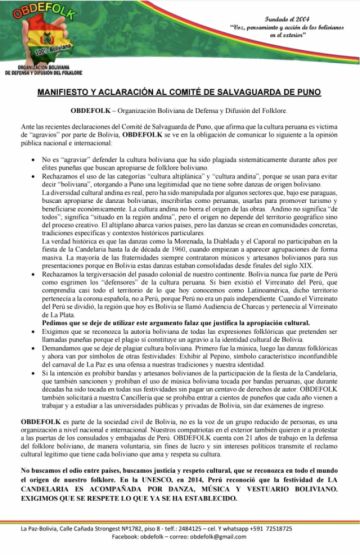 Obdefolk le responde Puno diciendo que “cultura andina” es una manera de encubrir el robo cultural