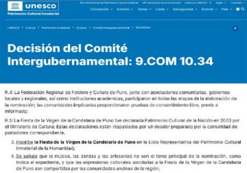 La Unesco no reconoció danzas  al inscribir la festividad de Puno 