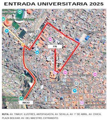 El recorrido será de la avenida Tinku al edificio central de la UATF.