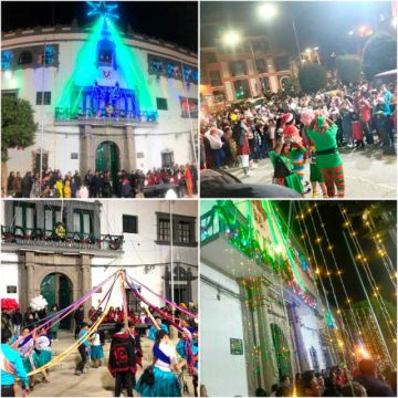 La población acudió al encendido de las luces en el edificio de El Cabildo.