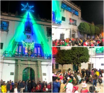 El edificio de la ExGobernación se iluminó con música y bailes navideños.