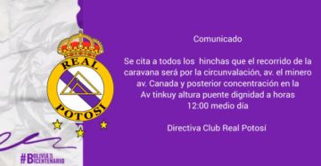 Real Potosí convoca a su hinchada a recibir al equipo a mediodía