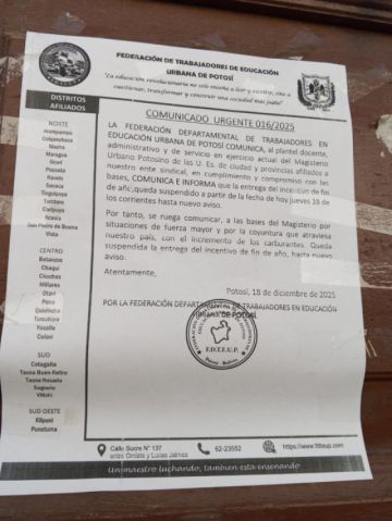 Suspenden la entrega sin fecha del incentivo navideño del magisterio