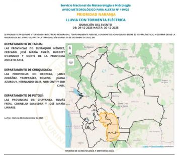 El Senamhi emite la alerta naranja por lluvias intensas