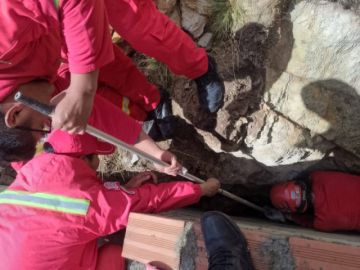 Bomberos salvan a un perrito atrapado en la zona de Puytucani