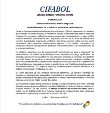 Industria farmacéutica en alerta: rechaza ‘arancel cero’ para medicamentos importados
