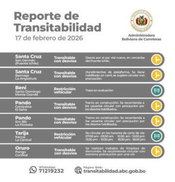 ABC reporta rutas transitables con desvíos y terminales suspenden atención