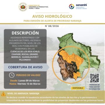 Senamhi emite alerta naranja por cinco días ante posibles crecida de ríos y desbordes