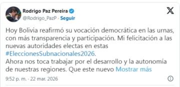 Presidente Paz felicita a autoridades electas y anuncia trabajo conjunto