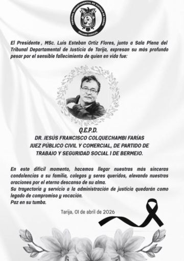 Tarija: Fallece juez cesado mientras estaba en la UTI