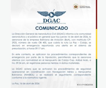 DGAC reporta emergencia en avión de BoA sin personas heridas ni daños materiales