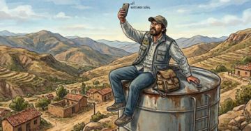 Un operador del Sirepre tuvo que buscar señal sobre un tanque de agua para enviar las actas