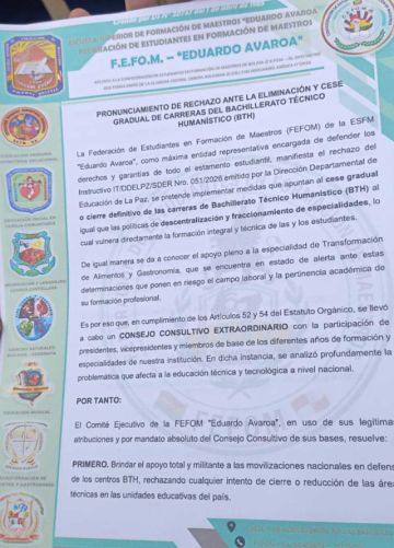 Parte del pronunciamiento de los estudiantes durante su protesta.