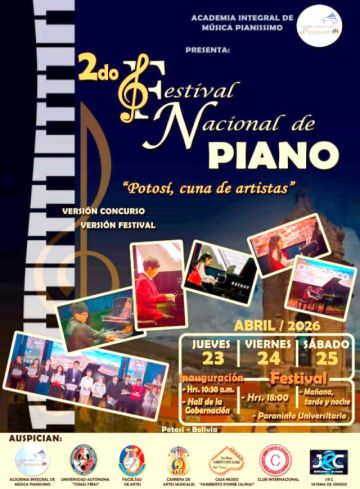 Invitan al segundo Festival Nacional de Piano en Potosí