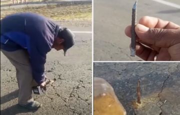 Sorprenden a comunario perforando la vía para instalar púas en la carretera La Paz-Oruro