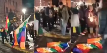 Gobierno condena quema de la wiphala durante protestas en el centro paceño