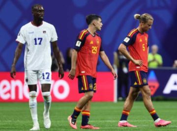 El lamento de los españoles al final del partido.