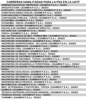 UATF habilita registro de postulantes para el examen de ingreso