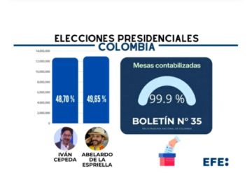 Colombia: El conteo preliminar da una ajustada victoria al ultraderechista De la Espriella para la Presidencia