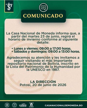 Casa de Moneda aplica horario invernal