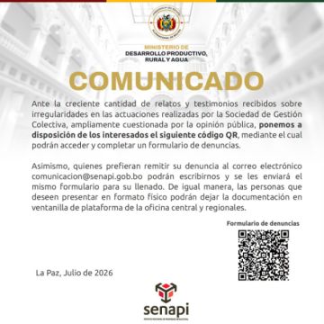 Senapi habilita un código QR para denunciar irregularidades en la Sociedad de Gestión Colectiva