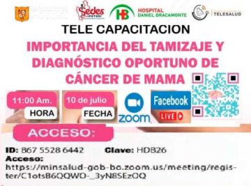 Capacitarán vía virtual sobre el cáncer de Mama