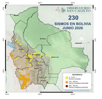 Bolivia registró 230 sismos en junio y superó los 1.400 en seis meses, la mayoría en Potosí
