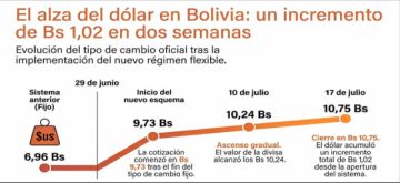 Dólar acumula un alza de Bs 1,02 en 2 semanas