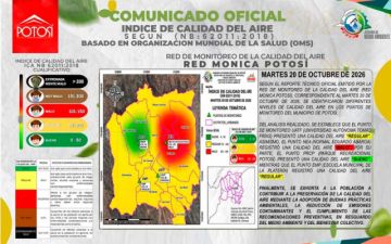 Calidad del aire en Potosí está entre regular y bueno 