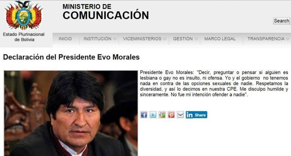 Evo pide disculpas por el adjetivo “lesbiana”