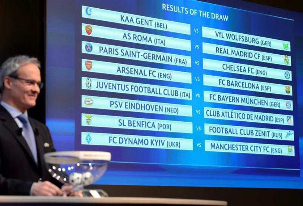 La UEFA sortea los cruces de los octavos de la Champions