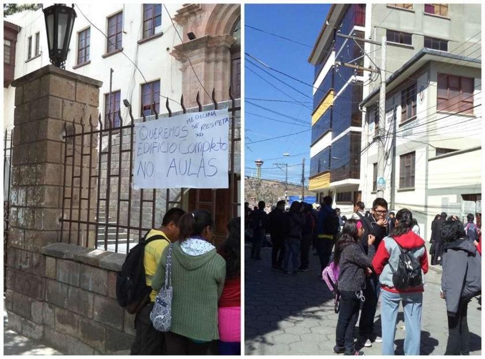 Alumnos de Turismo y Medicina se enfrentan por las aulas de UATF