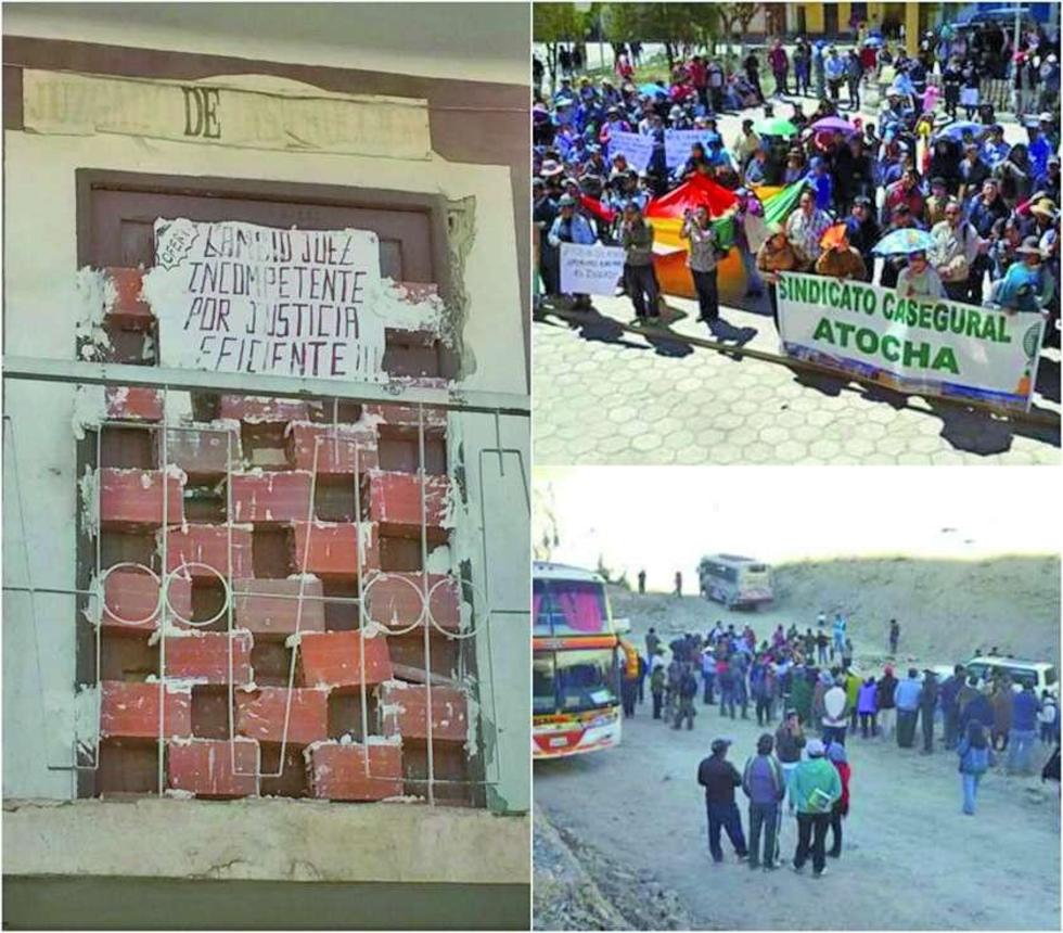 Comunarios cierran el camino para evitar traslado de juzgado
