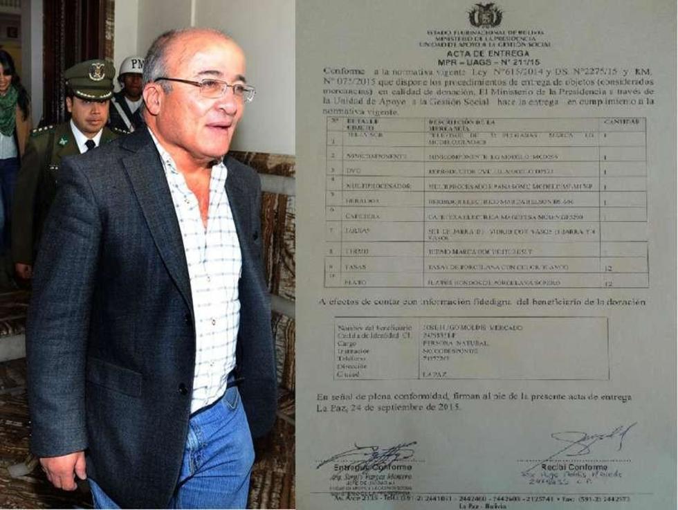 Un ministerio cedió a Hugo Moldiz donativos incautados por la ANB