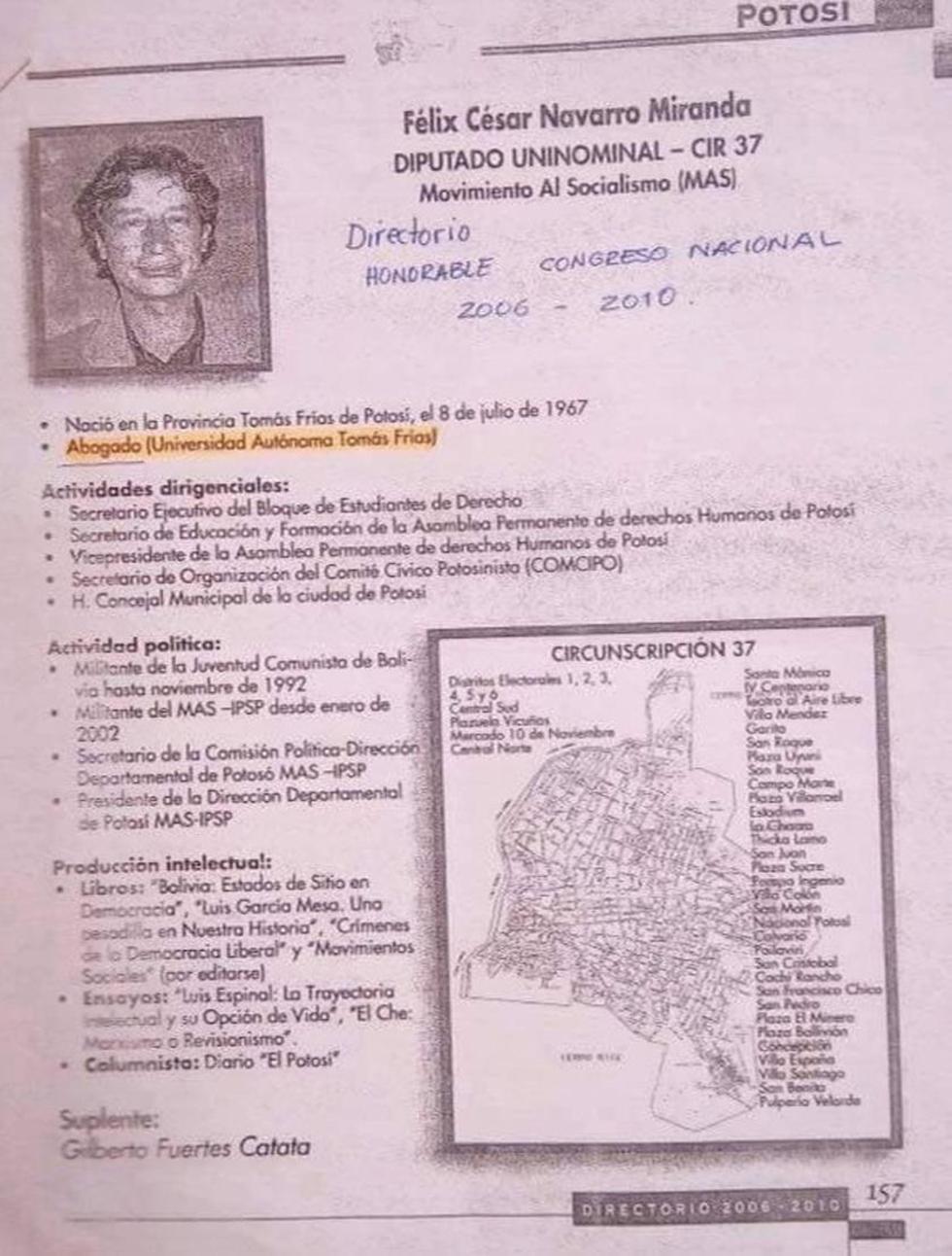 Filemón acusa a Navarro de figurar como abogado