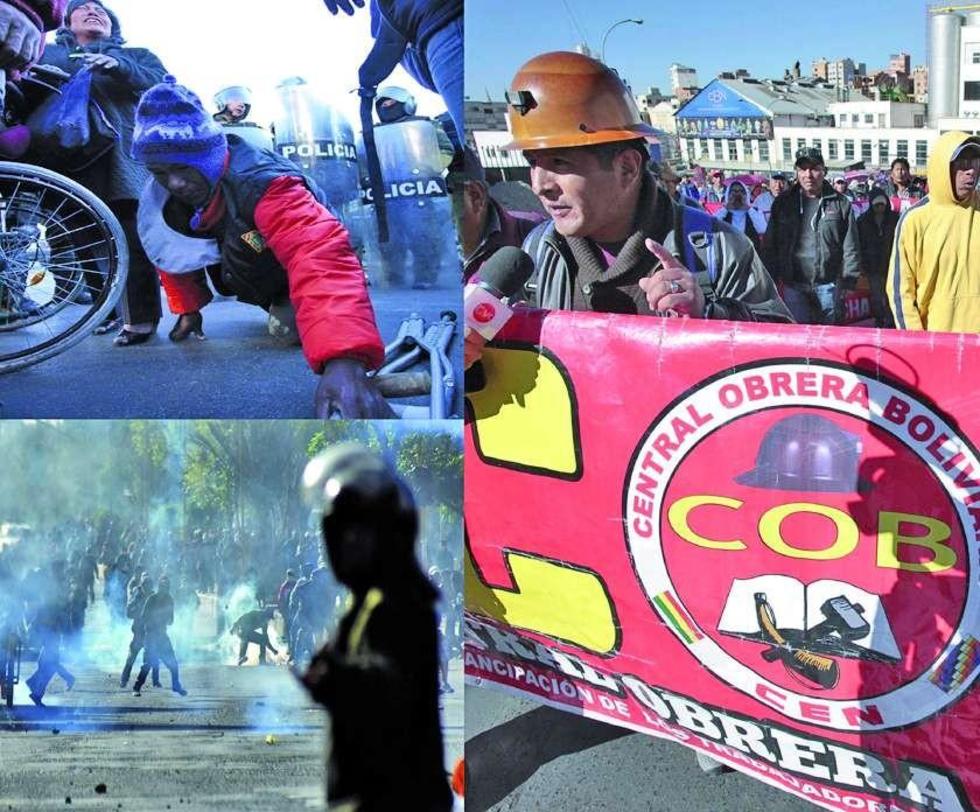 La COB cierra tercer día de paro con varios heridos y detenidos