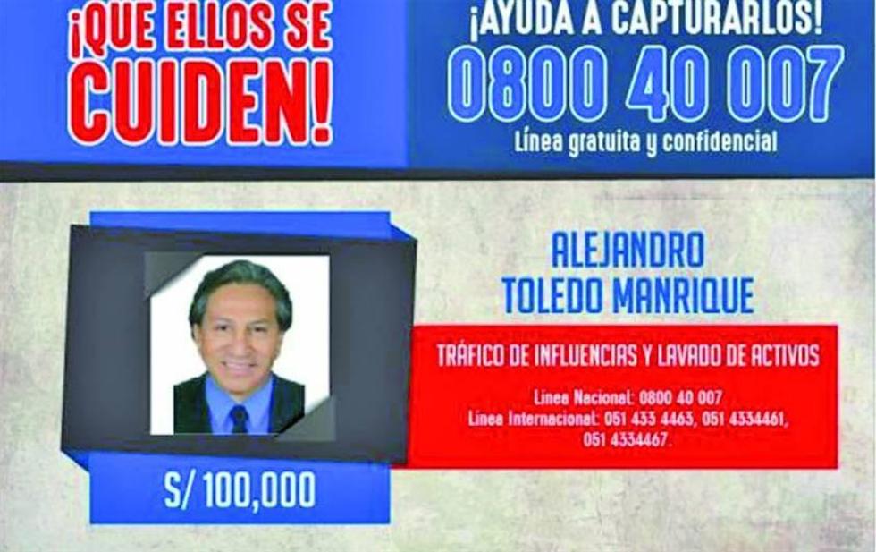 Perú ofrece recompensa para encontrar a Alejandro Toledo