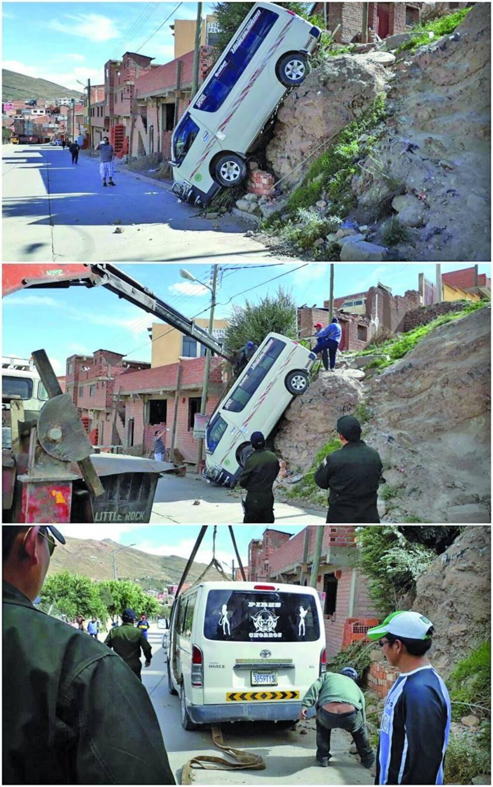 Un minibús se desliza sin  causar personas lesionadas