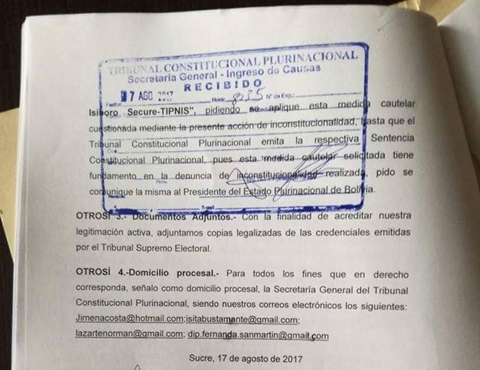 Presentan recurso contra ley que le quita la intangibilidad al Tipnis