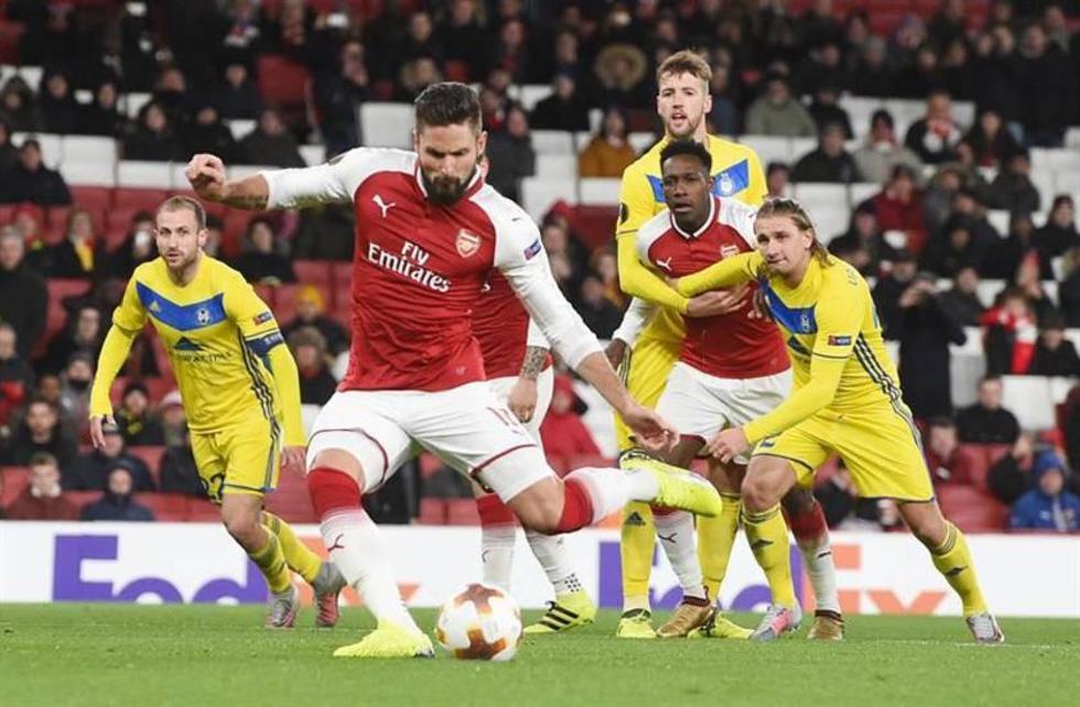 Arsenal humilla 6-0 a BATE y cierra a lo grande la fase de grupos de la Liga Europa