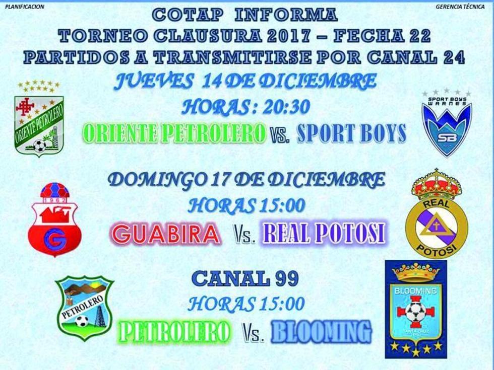 Cotap Cable TV trasmitirá en directo  el duelo entre Guabirá y Real Potosí 