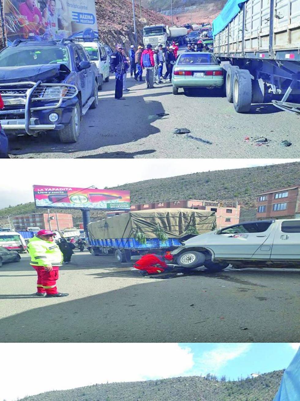 Colisión múltiple de autos deja siete personas heridas