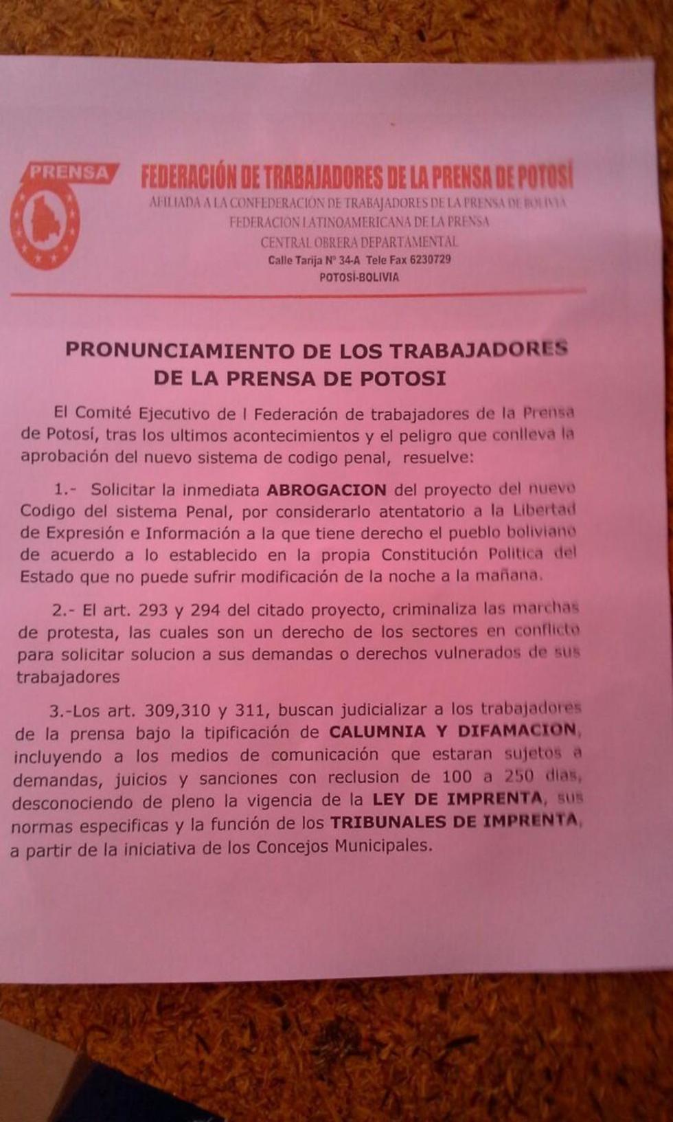 Prensa potosina se declara en estado de emergencia