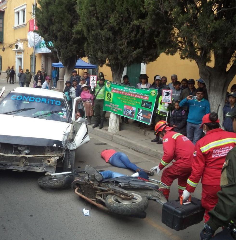 Escenifican un accidente para  uso del sistema de seguridad